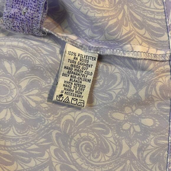 Bob Mackie Wearable Art Cardigan Sz Large Purple Paisley Sheer Lightweight Top - Picture 6 of 9